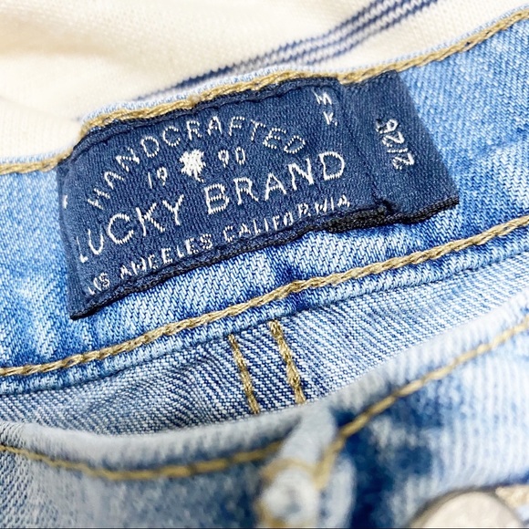 Lucky Brand Light Wash The Roll Up Boho Embroidered Denim Jean Shorts 26 - Picture 5 of 7